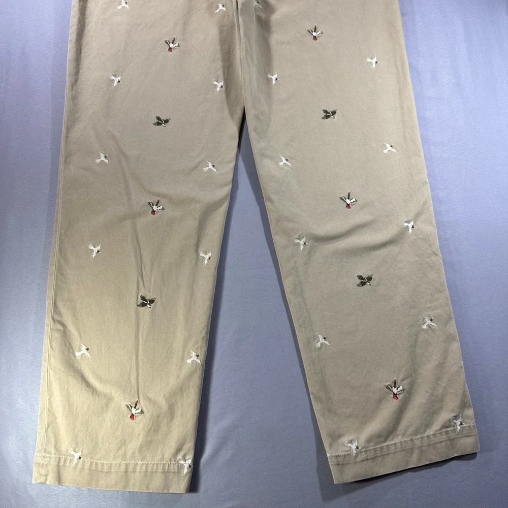 Polo Ralph Lauren Duck Mallard Bird Embroidered Mens Chino Pants Khaki 36x34